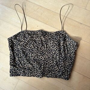 Leopard Print Crop Strappy Tank Top